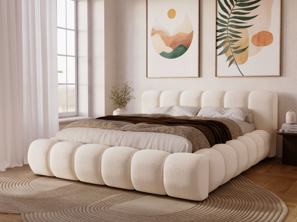 Polsterbett mit Bettkasten und Lattenrost 160x200 Doria Creme