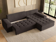 Ecksofa L-Form mit Schlaffunktion und Bettkasten Sonia Braun