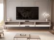 Hänge TV-Schrank 270 cm für Wohnzimmer mit LED-Beleuchtung Aurelie Kaschmir Hochglanz