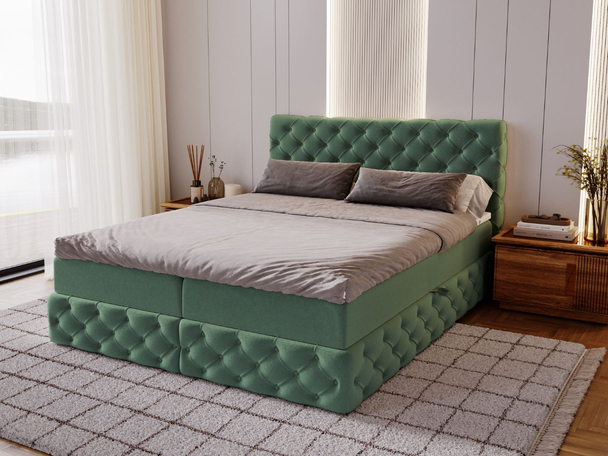 Boxspringbett mit Bettkasten 160x200 Canolo Grün