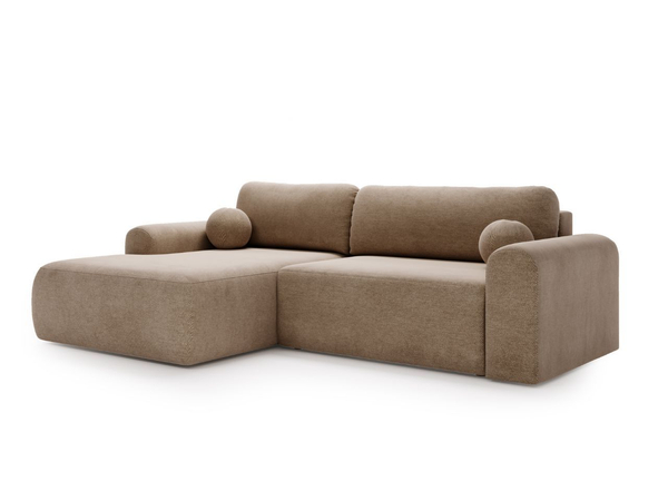 Ecksofa L-Form mit Schlaffunktion und Bettkasten Savana Links Dunkelbeige