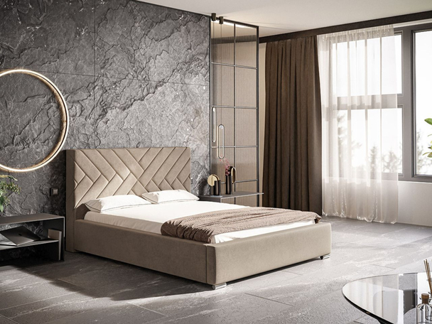 Polsterbett mit Bettkasten und Lattenrost 180x200 Tonale Beige