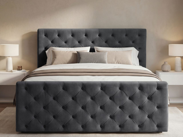 Boxspringbett mit Bettkasten 160x200 Montego Dunkel grau
