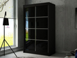 Schiebetürenschrank mit Sprossen 120 cm mit LED-Beleuchtung Ponti Schwarz