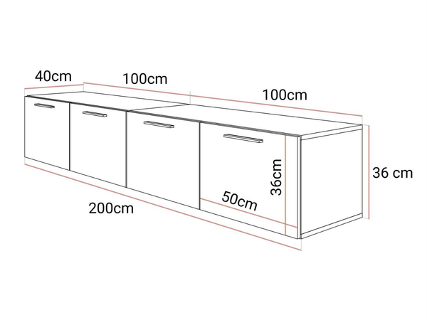 Hängeschrank mit Türen 200 cm Noaé Kaschmir
