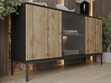 Türkommode mit Led Deo 154 cm Schwarz, Eiche Wotan