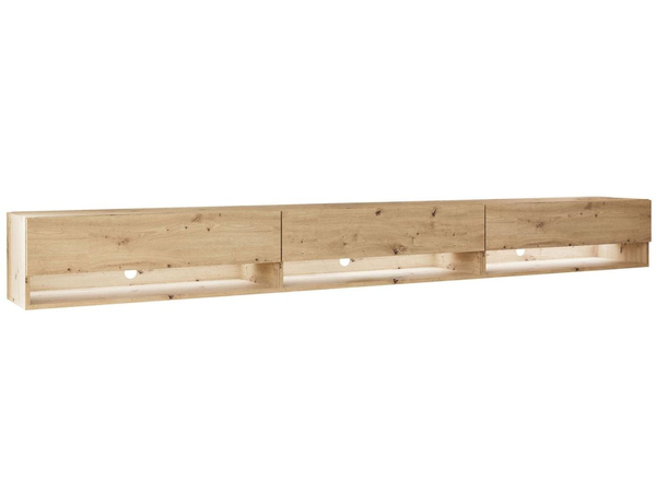 Hänge TV-Schrank 270 cm für Wohnzimmer mit LED-Beleuchtung Aurelie Artisan Eiche