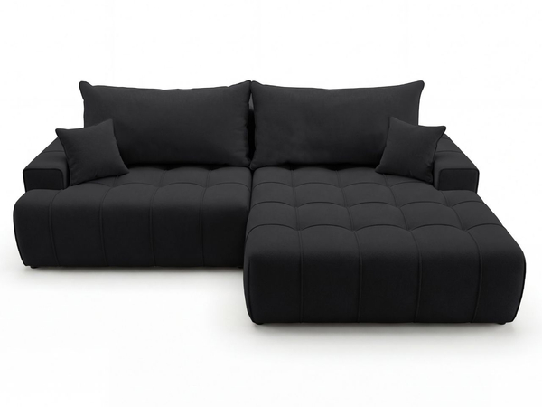 Ecksofa L-Form mit Schlaffunktion und Bettkasten Tulio Rechts Schwarz
