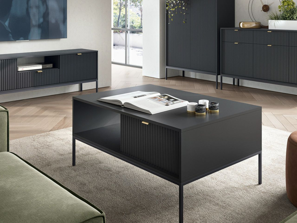 Couchtisch mit Stauraum Amber Schwarz