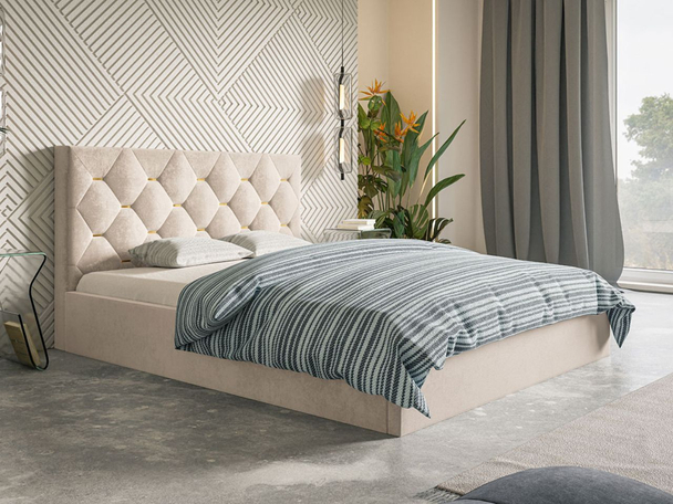 Polsterbett mit Bettkasten und Lattenrost 180x200 Salento Beige