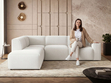 Ecksofa L-Form Links Eluno Bouclé-Stoff Weiß 