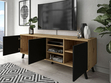 TV-Lowboard mit Türen und schwarzen Beinen Vivance Schwarz und Eiche Artisan