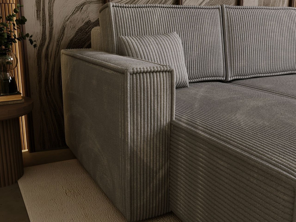 Modernes Ecksofa mit Schlaffunktion und Stauraum Prato L Grau