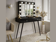 Schminktisch glamour mit Schubladen, Kristallgriffen und LED-Beleuchtung Olivine Schwarz Hochglanz
