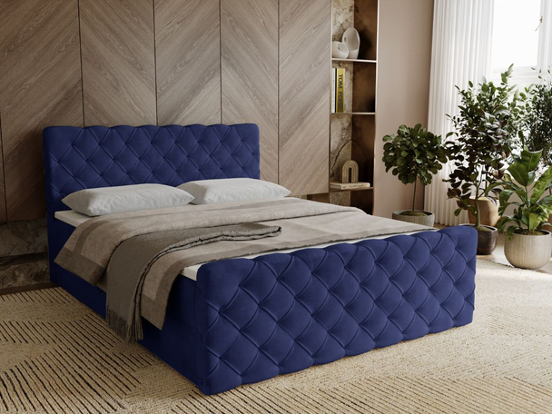 Boxspringbett mit Bettkasten 160x200 Lunaris Blau