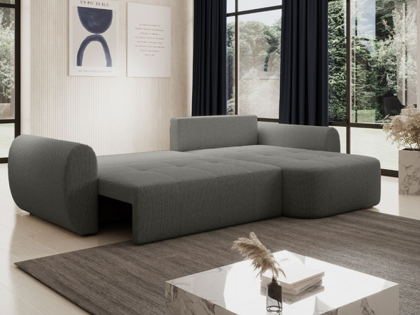Ecksofa L-Form mit Schlaffunktion und Bettkasten Avessio Grau