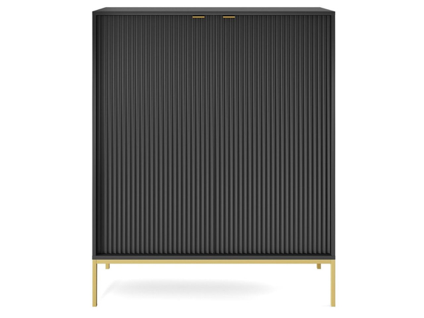 Kommode mit Türen Amber Schwarz, Gold Frame