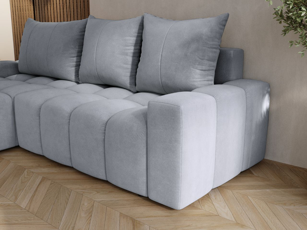 Ecksofa L-Form mit Schlaffunktion und Bettkasten Bresso Hellgrau