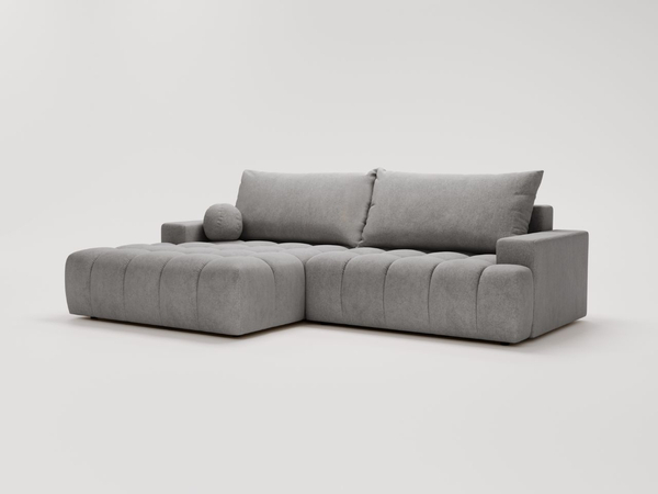 Ecksofa L-Form mit Schlaffunktion und Bettkasten Havi Links Grau