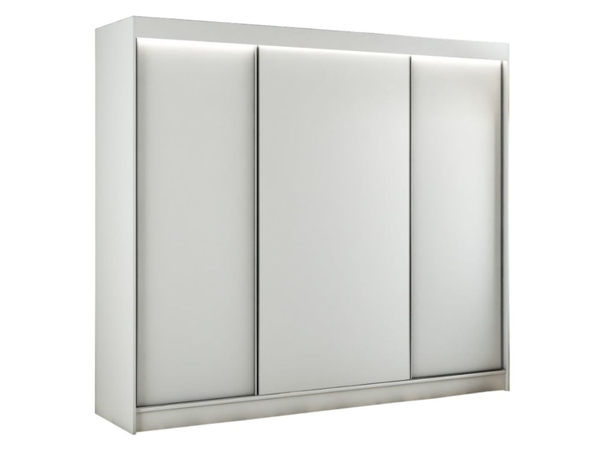 Schiebetürenschrank 250 cm mit LED-Beleuchtung Diano Weiß