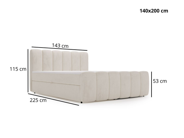 Boxspringbett mit Bettkasten 140x200 Cloud Grau