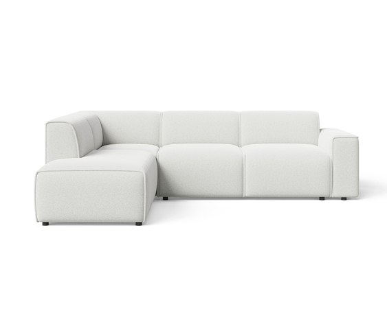 Ecksofa L-Form Links Eluno Bouclé-Stoff Weiß
