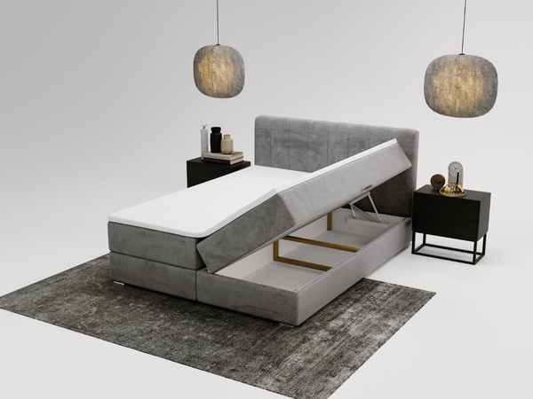 Boxspringbett mit Bettkasten 120x200 Forte Grau