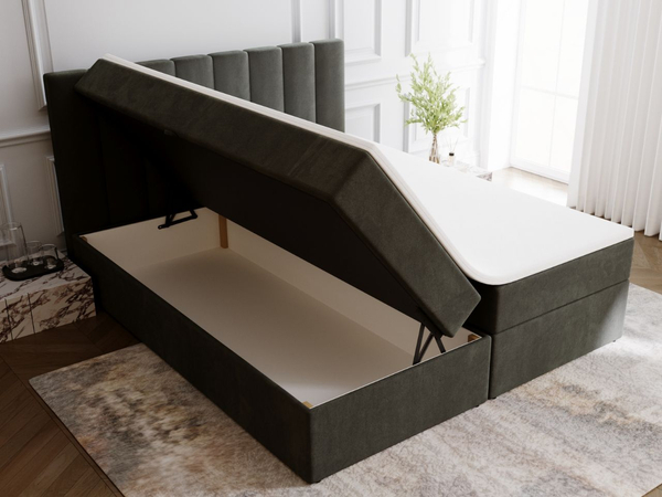 Boxspringbett mit Bettkasten 200x200 Mocca Dunkelgrau