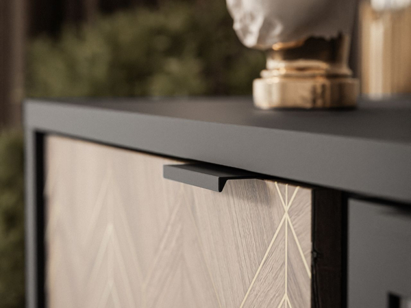 Vitrinenschrank mit LED 101 cm Tavio Schwarz, Liam Gold