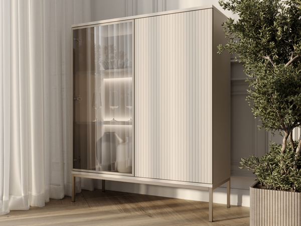 Vitrinenschrank mit Led Deo 126 cm Kaschmir