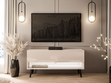 TV-Schrank 90 cm mit LED-Beleuchtung und schwarzen Beinen Aurelie Kaschmir Hochglanz