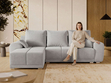 Ecksofa L-Form mit Schlaffunktion und Bettkasten Monti Links Grau