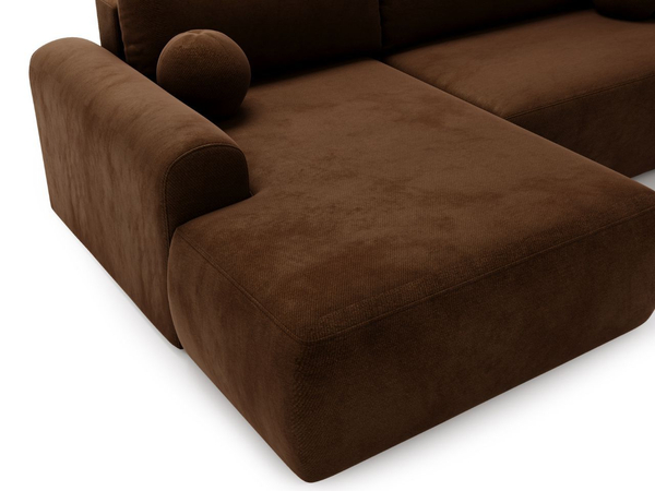 Ecksofa L-Form mit Schlaffunktion und Bettkasten Savana Links Braun
