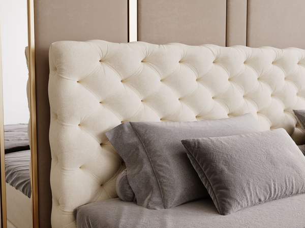 Boxspringbett mit Bettkasten 140x200 Bergamo Beige