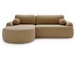 Ecksofa L-Form Links mit Schlaffunktion und Bettkasten Aurio HellBraun