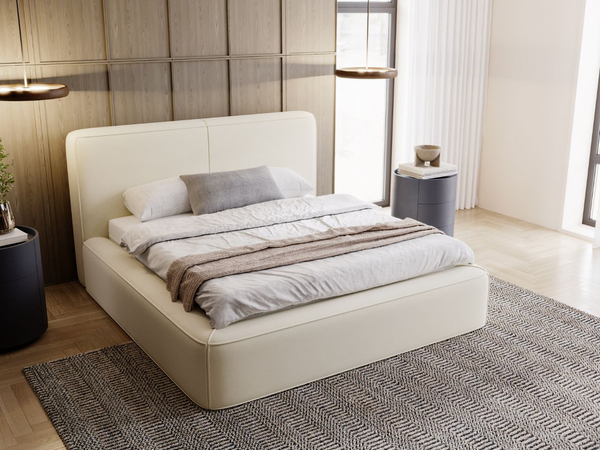 Polsterbett mit Bettkasten und Lattenrost 200x200 Amaro Beige