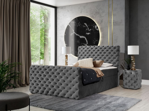 Boxspringbett mit Bettkasten 120x200 Cleo Lux Grau