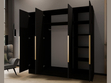 Kleiderschrank 200 cm Perugia Schwarz mit goldenen Griffen