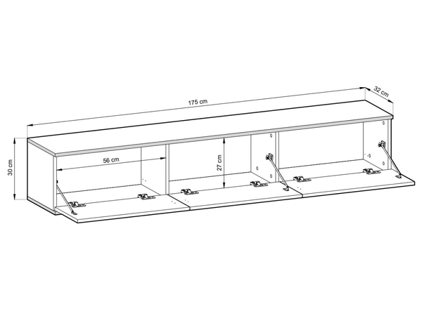 TV-Lowboard Hänge mit Türen 175 cm Diolo Beige mit glatter Front