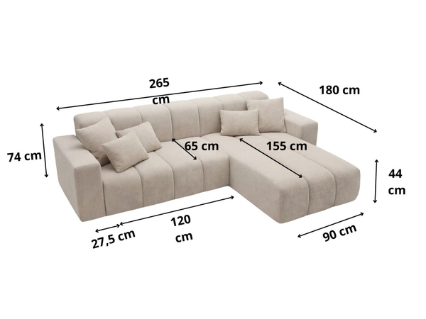 Ecksofa L-Form Links Nork Schwarz