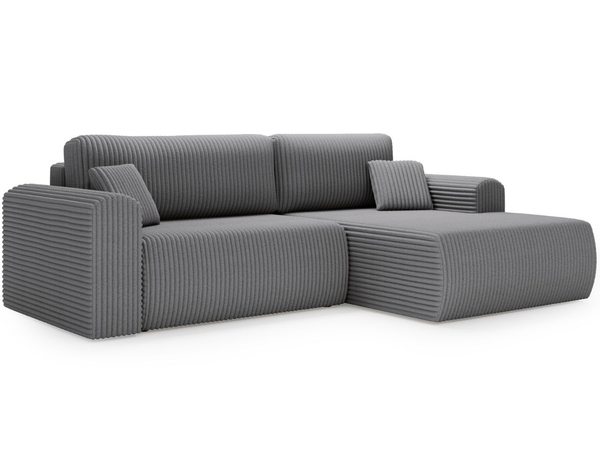 Ecksofa mit Schlaffunktion und Bettkasten Belvio rechts Dunkelgrau