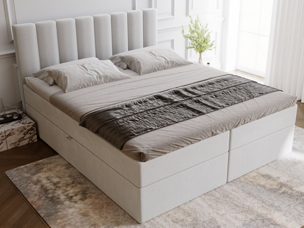 Boxspringbett mit Bettkasten 160x200 Mocca Grau