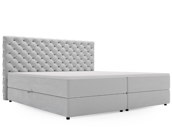 Boxspringbett mit Bettkasten 180x200 Bergamo Hellgrau