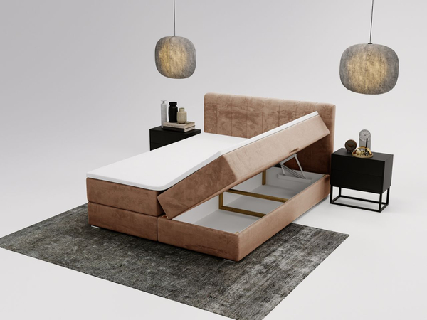 Boxspringbett mit Bettkasten 180x200 Forte Beige