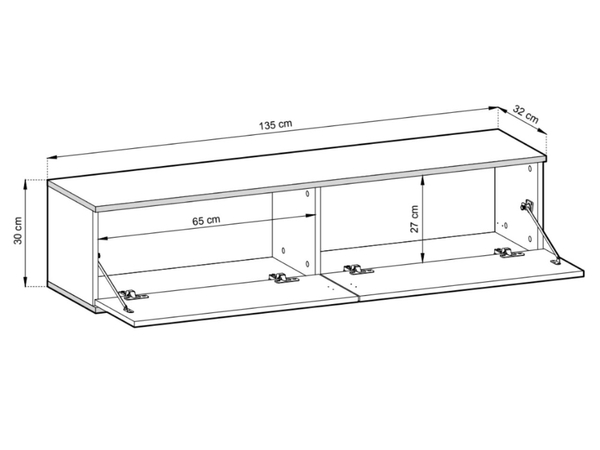 TV-Lowboard Hänge mit Türen 135 cm Diolo Beige mit geriffelter Vorderseite