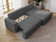 Ecksofa L-Form Rechts mit Schlaffunktion und Bettkasten California Grau