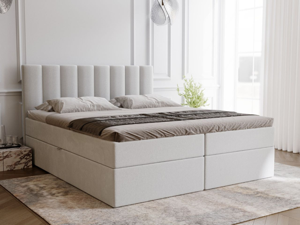Boxspringbett mit Bettkasten 200x200 Mocca Grau