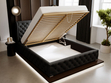 Polsterbett mit Bettkasten und Lattenrost 200x200 Kingston Schwarz