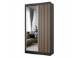 Schiebetürenschrank mit Spiegel und Lamellen 120 cm Loreto Schwarz