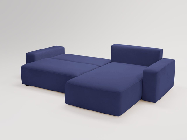 Ecksofa L-Form Rechts mit Schlaffunktion und Bettkasten Tazones Dunkelblau